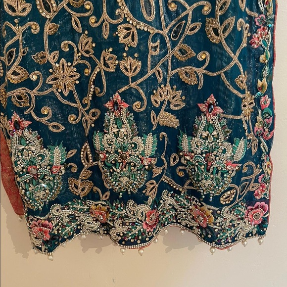 Pakistani wedding formal wear salwar kameez blue medium - Picture 10 of 11